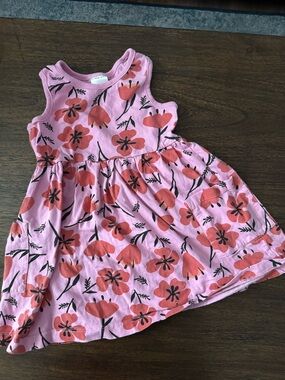 Hanna Andersson Pink Poppy Tank Dress with Coral Floral Print Pockets 4